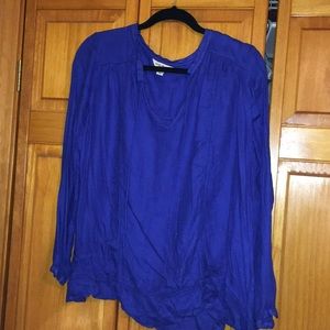 Lucky Brand Drawstring Long Sleeve Eyelet Boho Top